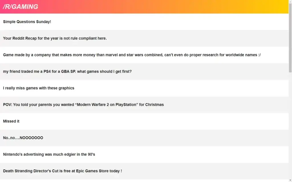 Subreddit Feed App in React JS