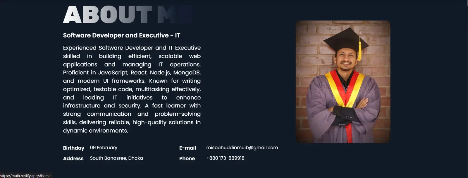 Misbah Uddin Muib | Professional Software Developer Portfolio screenshot 2