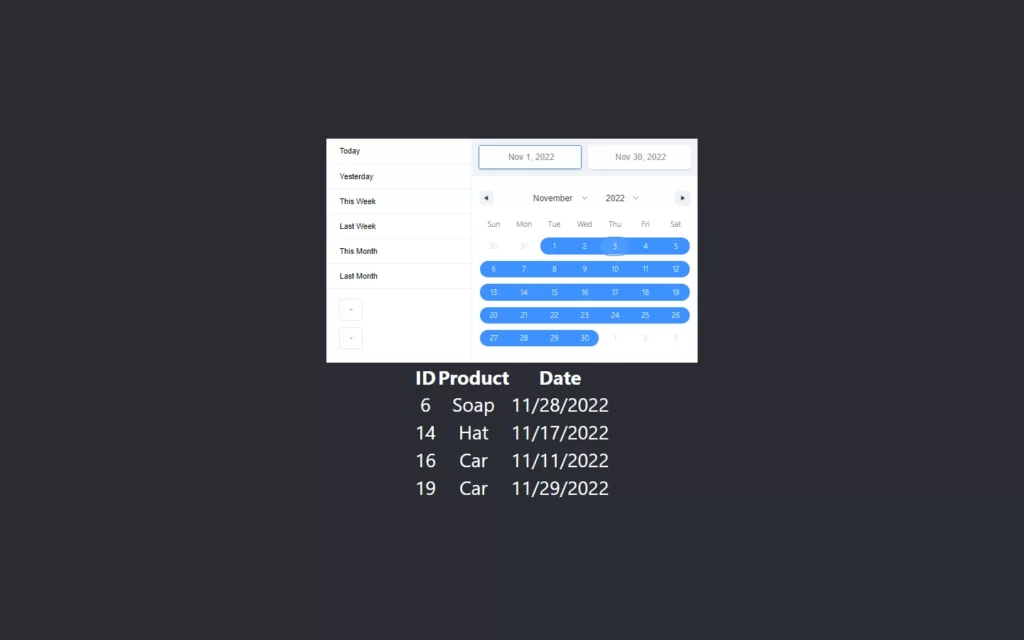 Date Range Filter in React JS