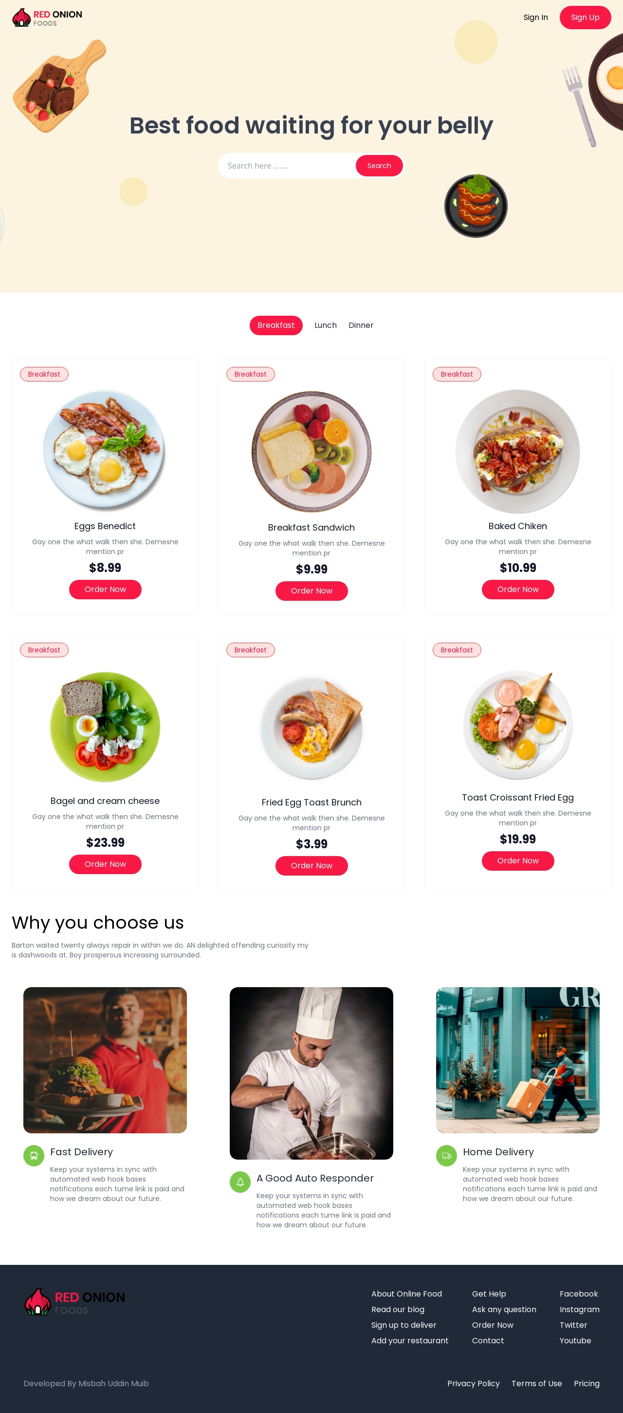 A single page restaurant app where people are able to select food in their cart and checkout the cart with their information.